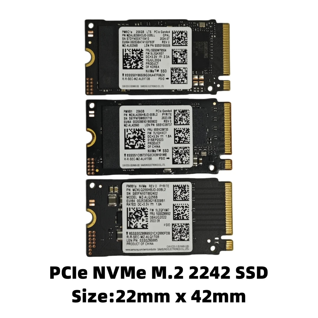 SSD interno NVMe PCIe M.2 2230 / 2242 empaquetado por OEM Samsung BM9C1/PM9B1/PM9C1A/PM991A y WD SN740 y Crucial P310 y Micron 2450