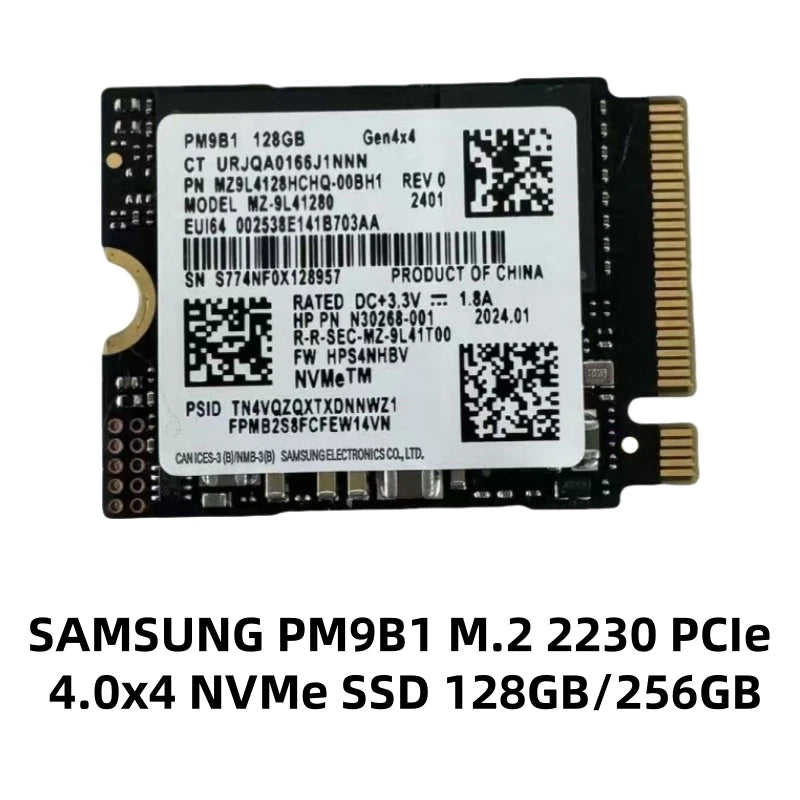 SSD interno NVMe PCIe M.2 2230 / 2242 empaquetado por OEM Samsung BM9C1/PM9B1/PM9C1A/PM991A y WD SN740 y Crucial P310 y Micron 2450