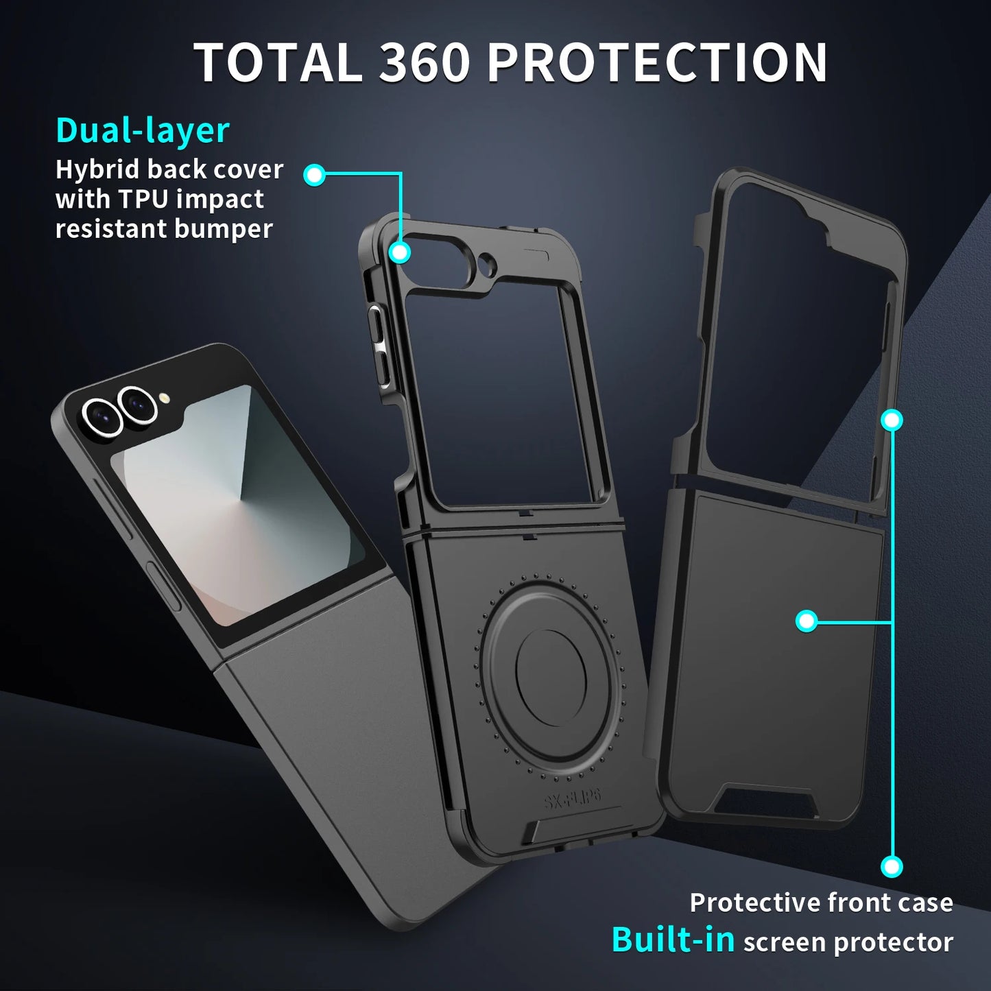 Funda de teléfono de protección mate delgada oficial Original de lujo Samsung Galaxy Z Flip 7 6 5 4 para carga inalámbrica cubierta a prueba de golpes