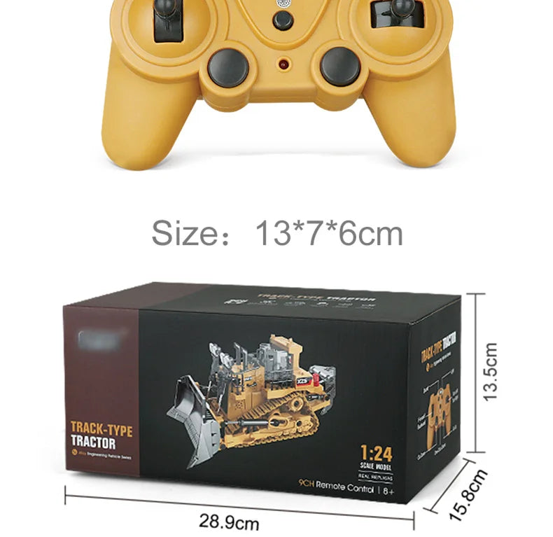 Camión volquete de aleación 1:24 9CH RC, vehículo de ingeniería, carretilla elevadora, excavadora pesada, coche de Control remoto, juguetes para niños, regalos