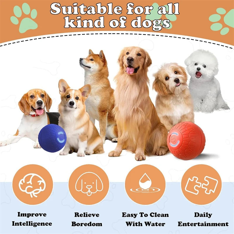 Pelota de juguete inteligente para perros, interactiva automática, con rodamiento electrónico, recargable por USB, que rebota en movimiento para cachorros a perros grandes, juguete para masticar