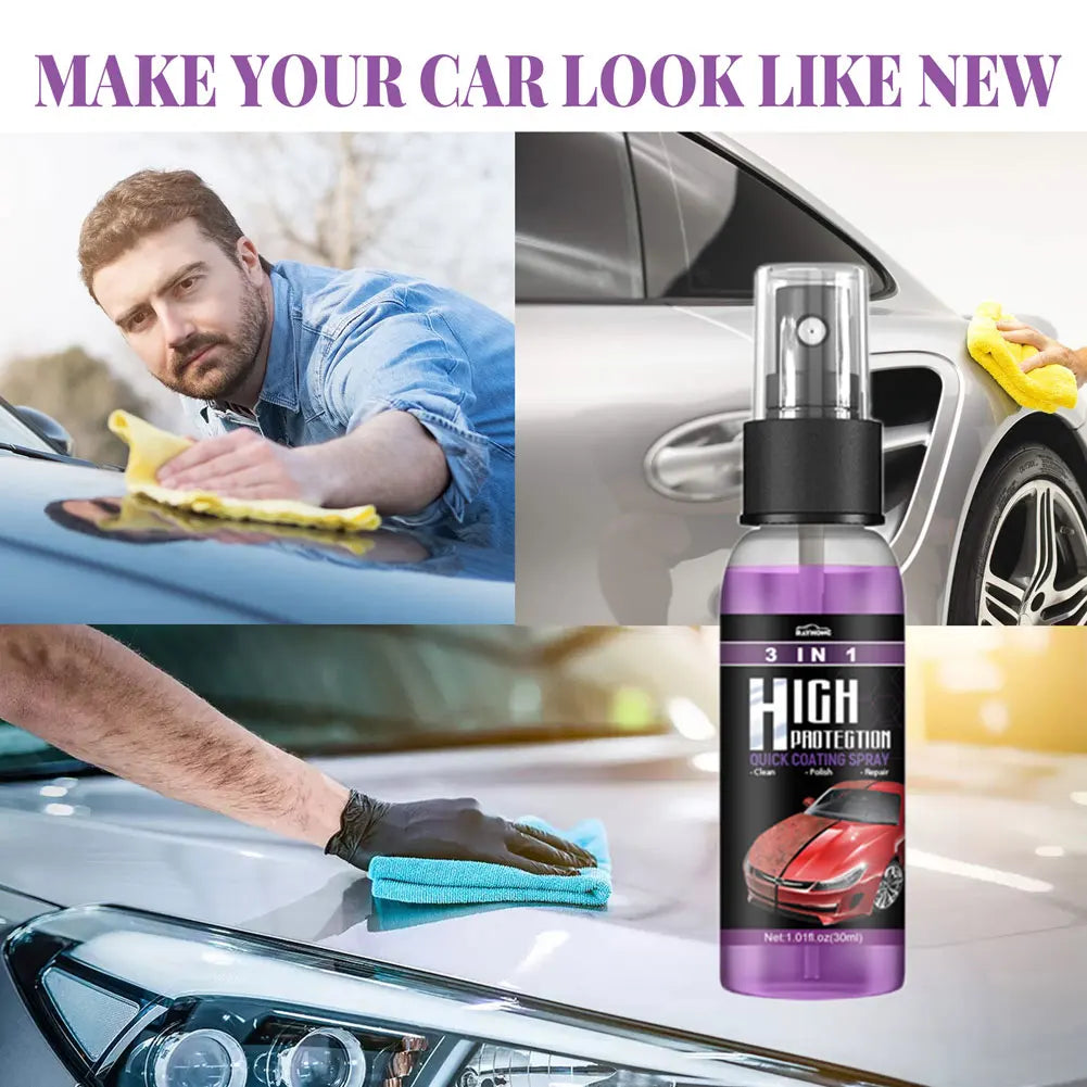 Espray de alta protección 3 en 1 para revestimiento de cerámica, aerosol de pulido de cera para coche, reparación rápida de arañazos finos, actualización de plástico