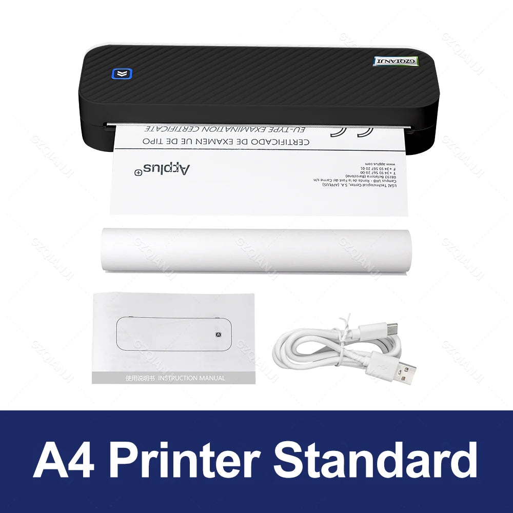 Impresora térmica portátil A4, Bluetooth, fotos, PDF, máquina de impresión de documentos, trabajo, hogar, escuela, viajes