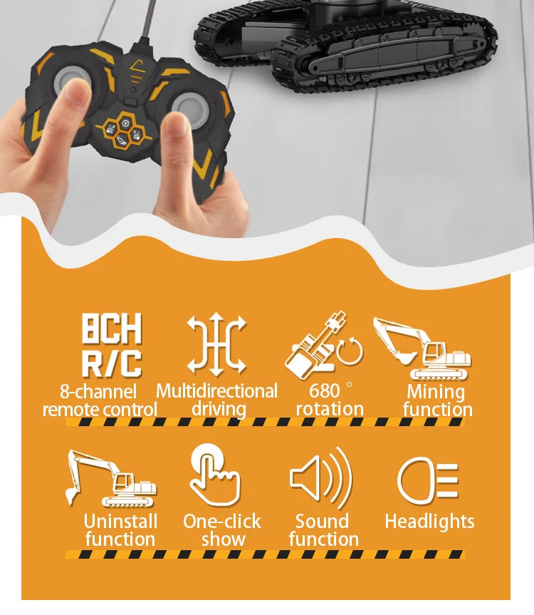 Camión volquete de aleación 1:24 9CH RC, vehículo de ingeniería, carretilla elevadora, excavadora pesada, coche de Control remoto, juguetes para niños, regalos