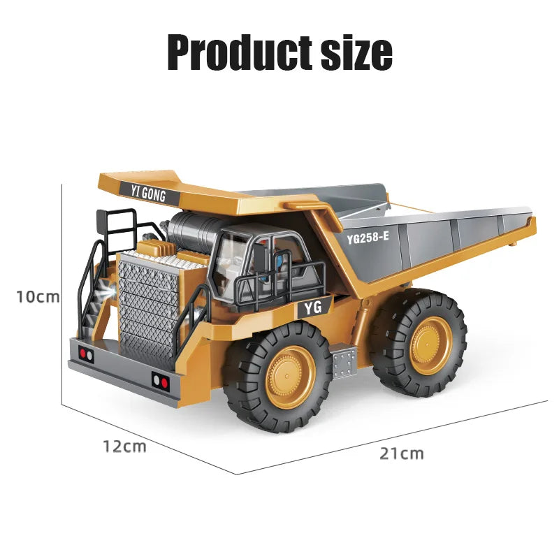 Camión volquete de aleación 1:24 9CH RC, vehículo de ingeniería, carretilla elevadora, excavadora pesada, coche de Control remoto, juguetes para niños, regalos